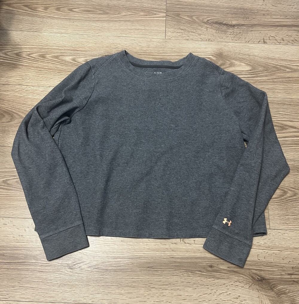 Under Armour Women’s Grey Cropped Criss Cross Back Sweater Size XL (A41)
